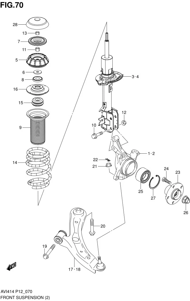 FIG.70 FRONT SUSPENSION (TYPE 2,TYPE 3)