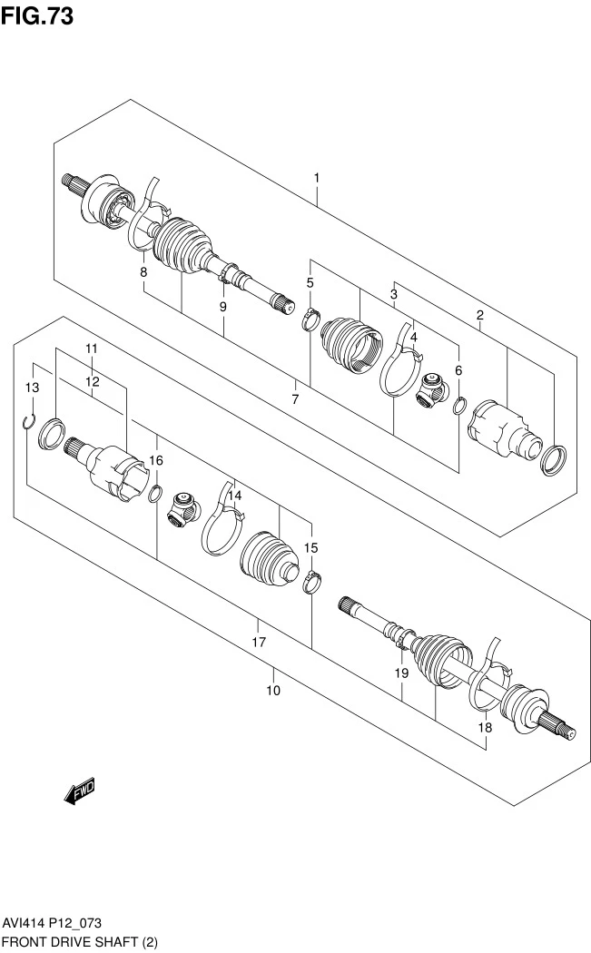 FIG.73 FRONT DRIVE SHAFT (AT)