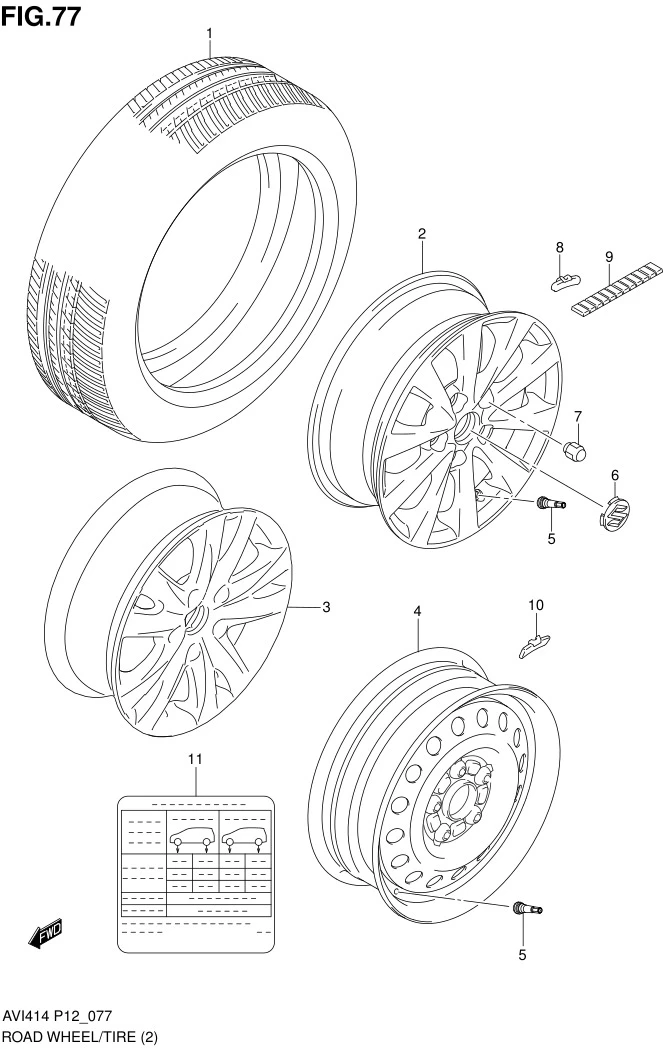 FIG.77 ROAD WHEEL/TIRE (GL,GX)