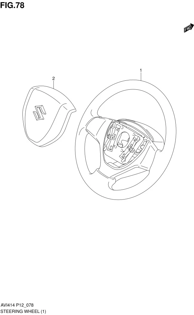 FIG.78 STEERING WHEEL (N/AUDIO SWITCH:N/AIR BAG)