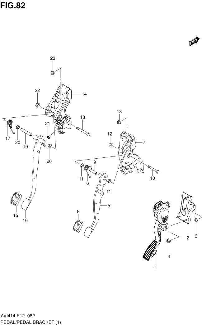 FIG.82 PEDAL/PEDAL BRACKET (MT:TYPE 1,TYPE 2)