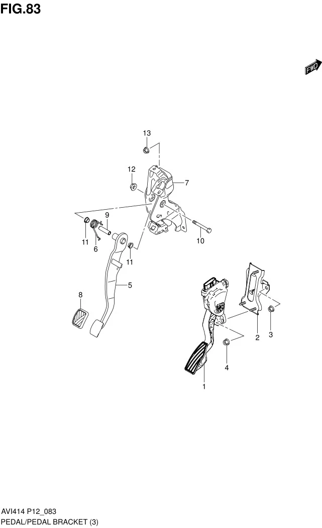 FIG.83 PEDAL/PEDAL BRACKET (AT:TYPE 1,TYPE 2)