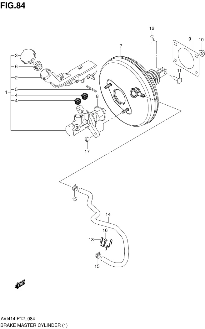 FIG.84 BRAKE MASTER CYLINDER (TYPE 1:MT:N/ABS:TO MHYKZE81SDJ121595)