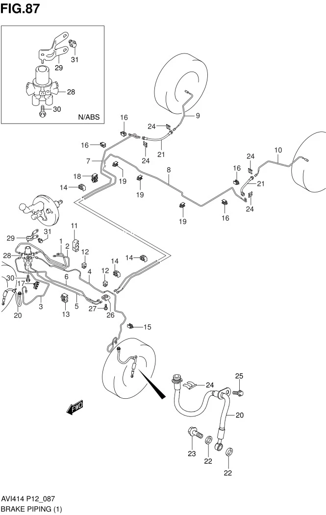 FIG.87 BRAKE PIPING (TYPE 1:N/ABS)