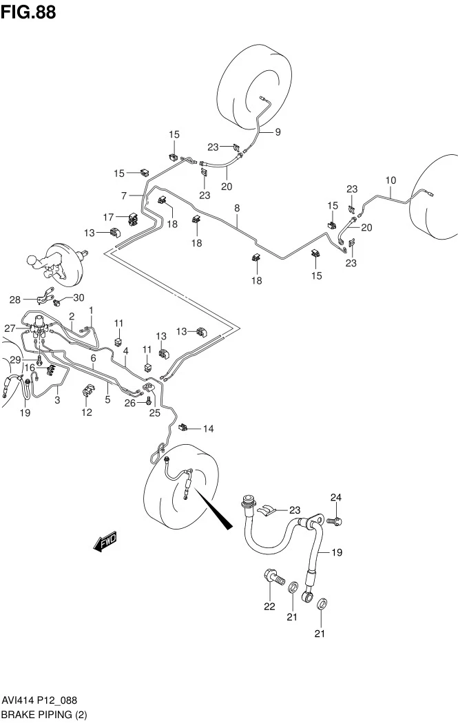 FIG.88 BRAKE PIPING (TYPE 2,TYPE 3:N/ABS)