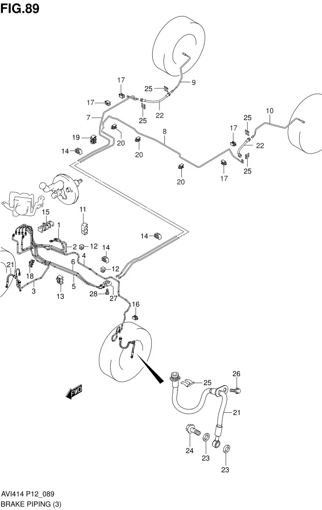 FIG.89 BRAKE PIPING (TYPE 1:W/ABS)