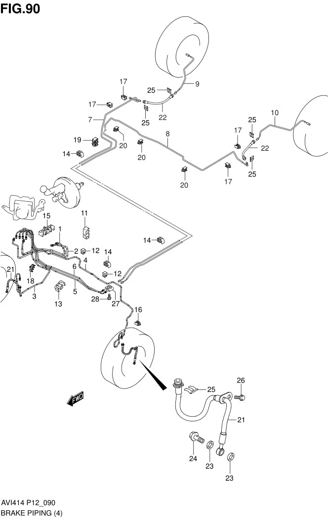 FIG.90 BRAKE PIPING (TYPE 2:W/ABS)