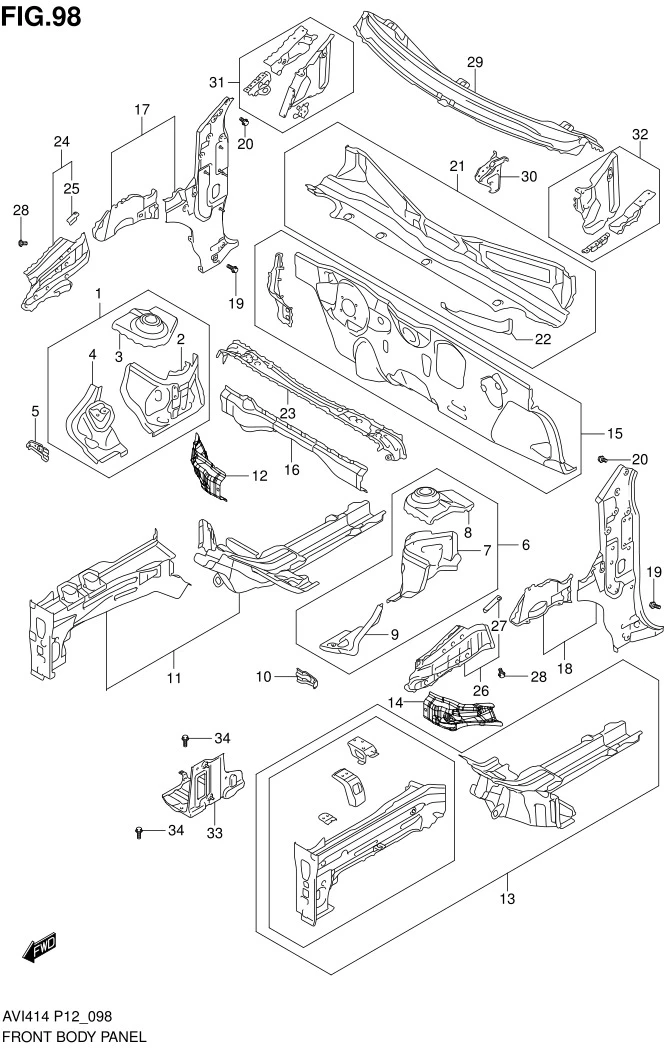 FIG.98 FRONT BODY PANEL