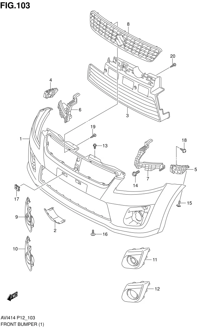 FIG.103 FRONT BUMPER (TYPE 1, TYPE 2)