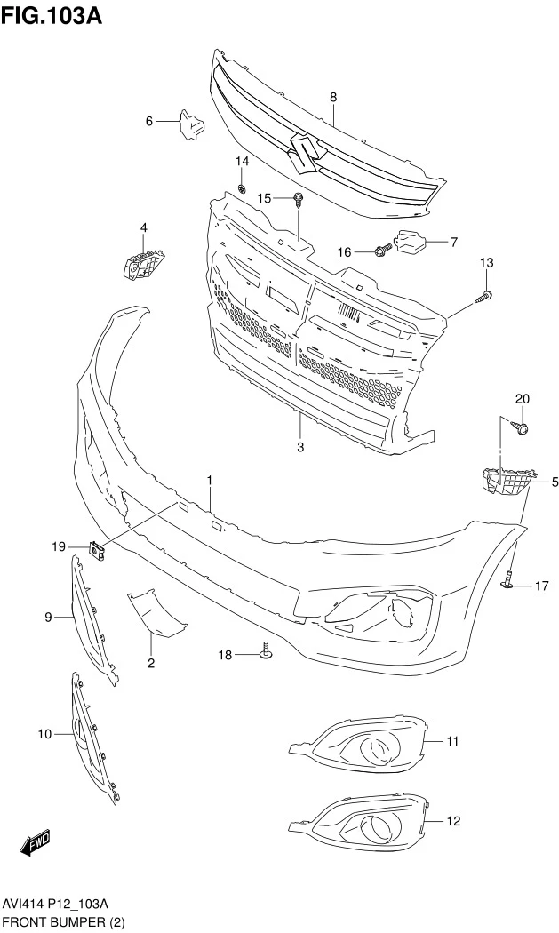 FIG.103A FRONT BUMPER (TYPE 3)