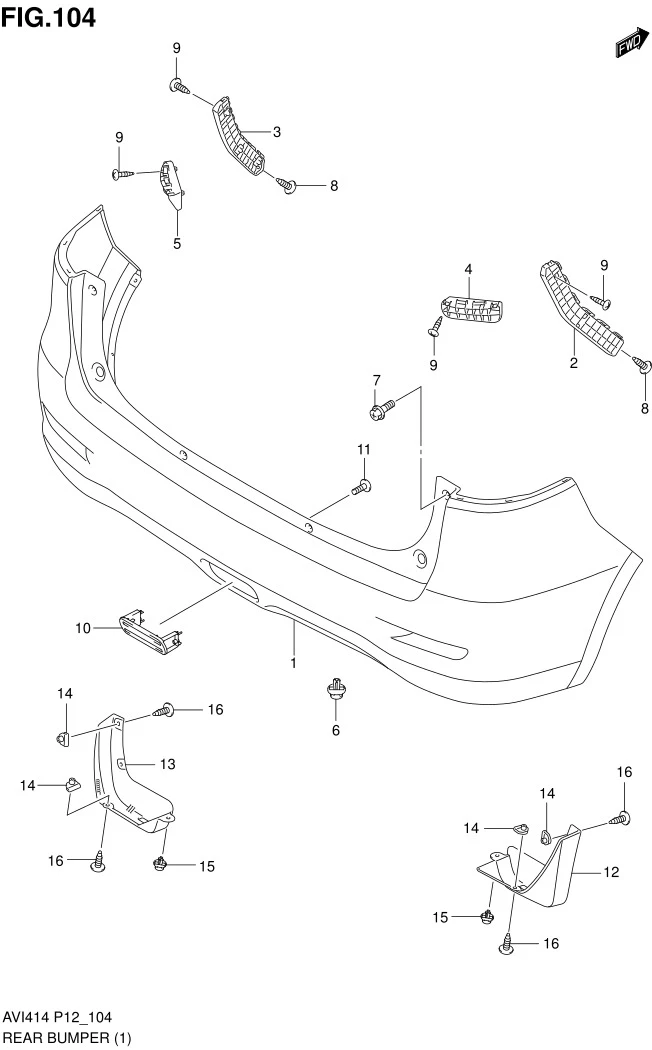 FIG.104 REAR BUMPER (TYPE 1,TYPE 2)