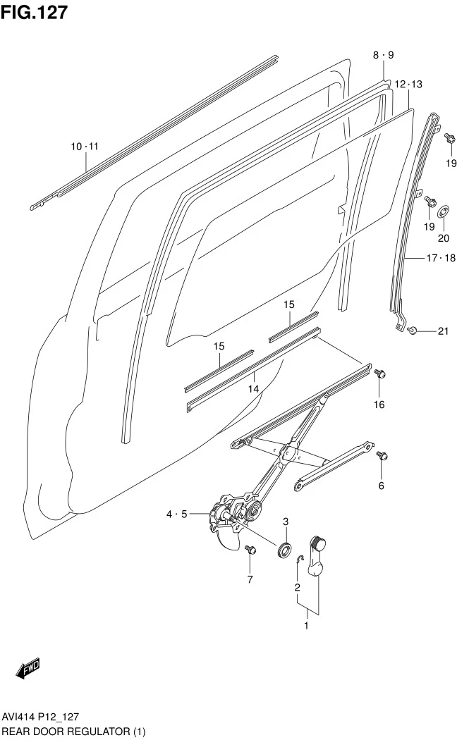 FIG.127 REAR DOOR REGULATOR (W/MANUAL WINDOW)