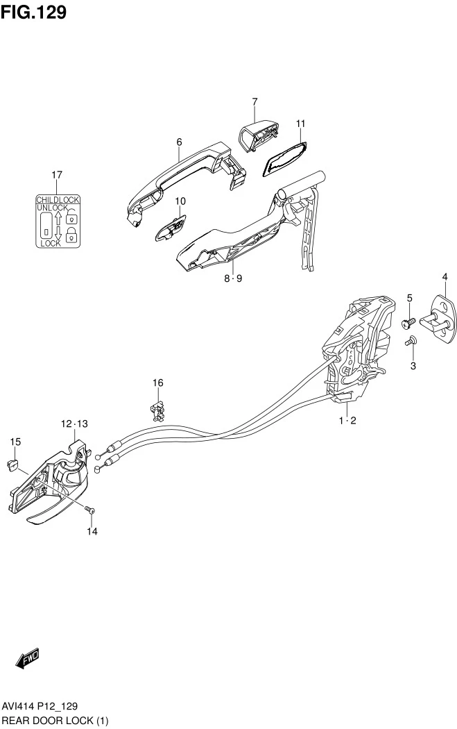 FIG.129 REAR DOOR LOCK (GA)