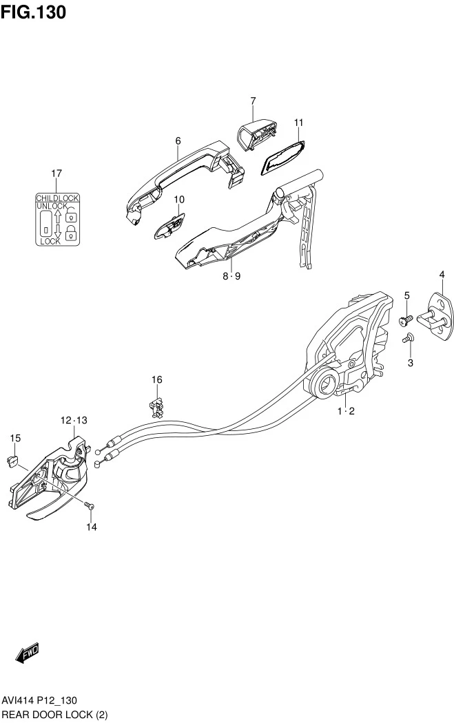 FIG.130 REAR DOOR LOCK (DLX,SDX,GL,GX)