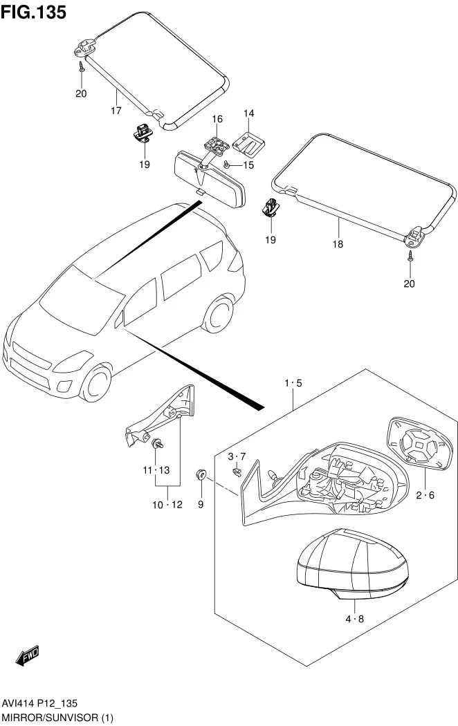 FIG.135 MIRROR/SUNVISOR (GA)