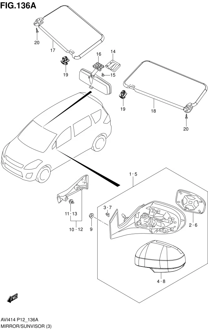 FIG.136A MIRROR/SUNVISOR (TYPE 3 : GL)