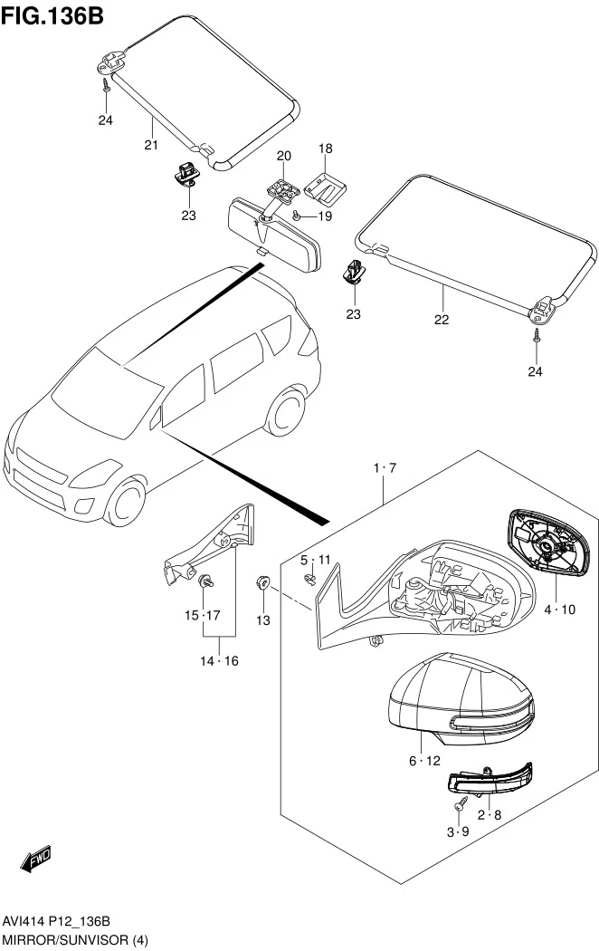 FIG.136B MIRROR/SUNVISOR (TYPE 3 : GX)