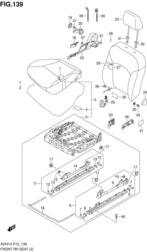 FIG.139 FRONT RH SEAT (TYPE 1, TYPE 2, TYPE 3 : GX)