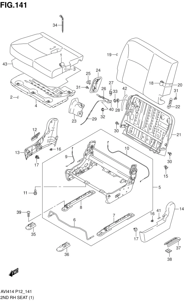 FIG.141 2ND RH SEAT (TYPE 1, TYPE 2 : GA)