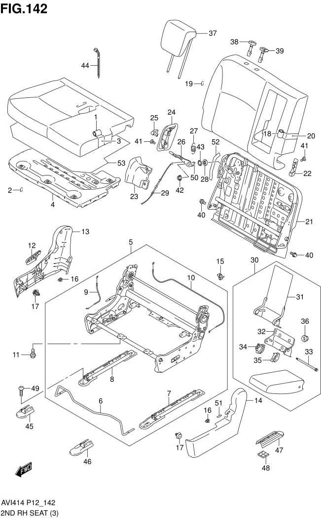 FIG.142 2ND RH SEAT ((TYPE 1, TYPE 2, TYPE 3 : GL, GX)