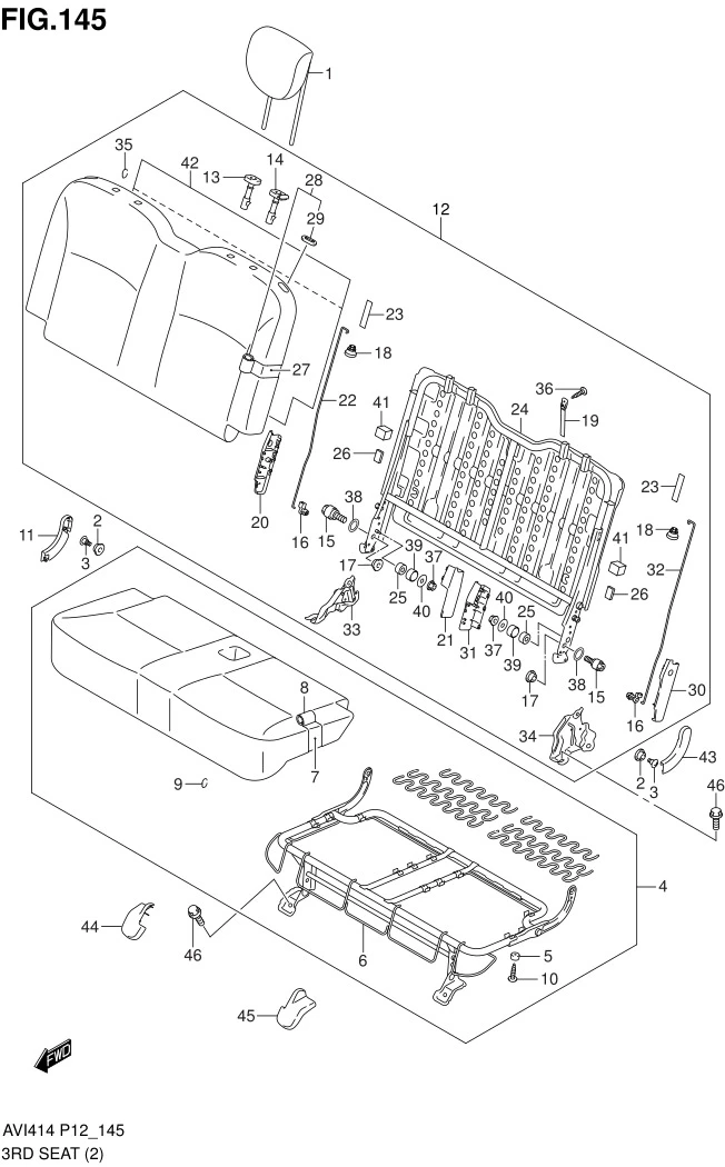 FIG.145 3RD SEAT (TYPE 1, TYPE 2 : GL, GX)