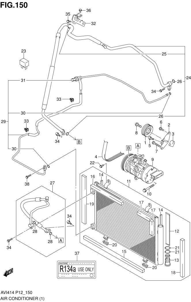 FIG.150 AIR CONDITIONER (TYPE 1:N/REAR AIR CONDITIONER TO MHYKZE81SDJ121496)