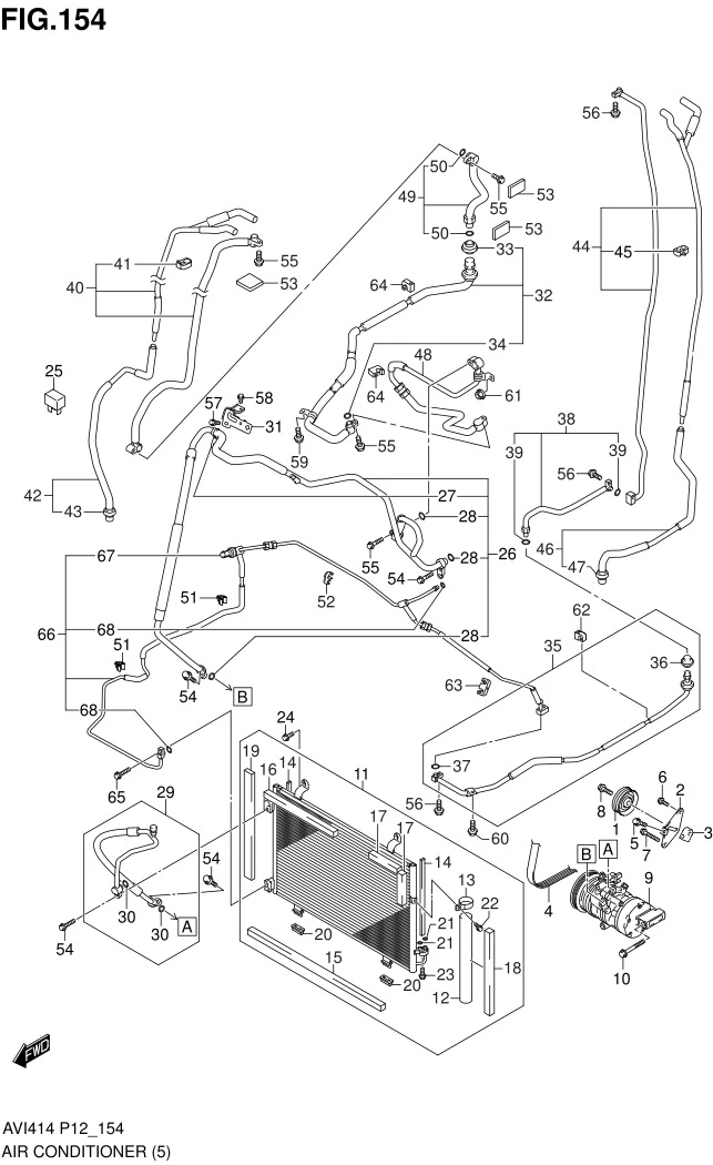 FIG.154 AIR CONDITIONER (TYPE 1:W/REAR AIR CONDITIONER FROM MHYKZE81SDJ121497)