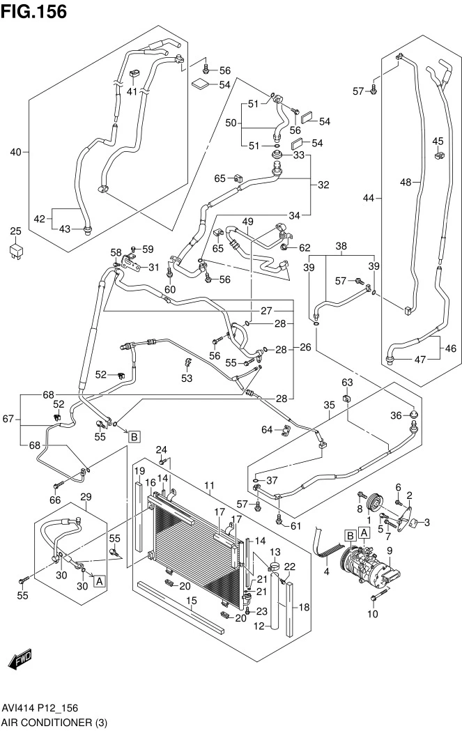 FIG.156 AIR CONDITIONER (TYPE 3:W/REAR AIR CONDITIONER)