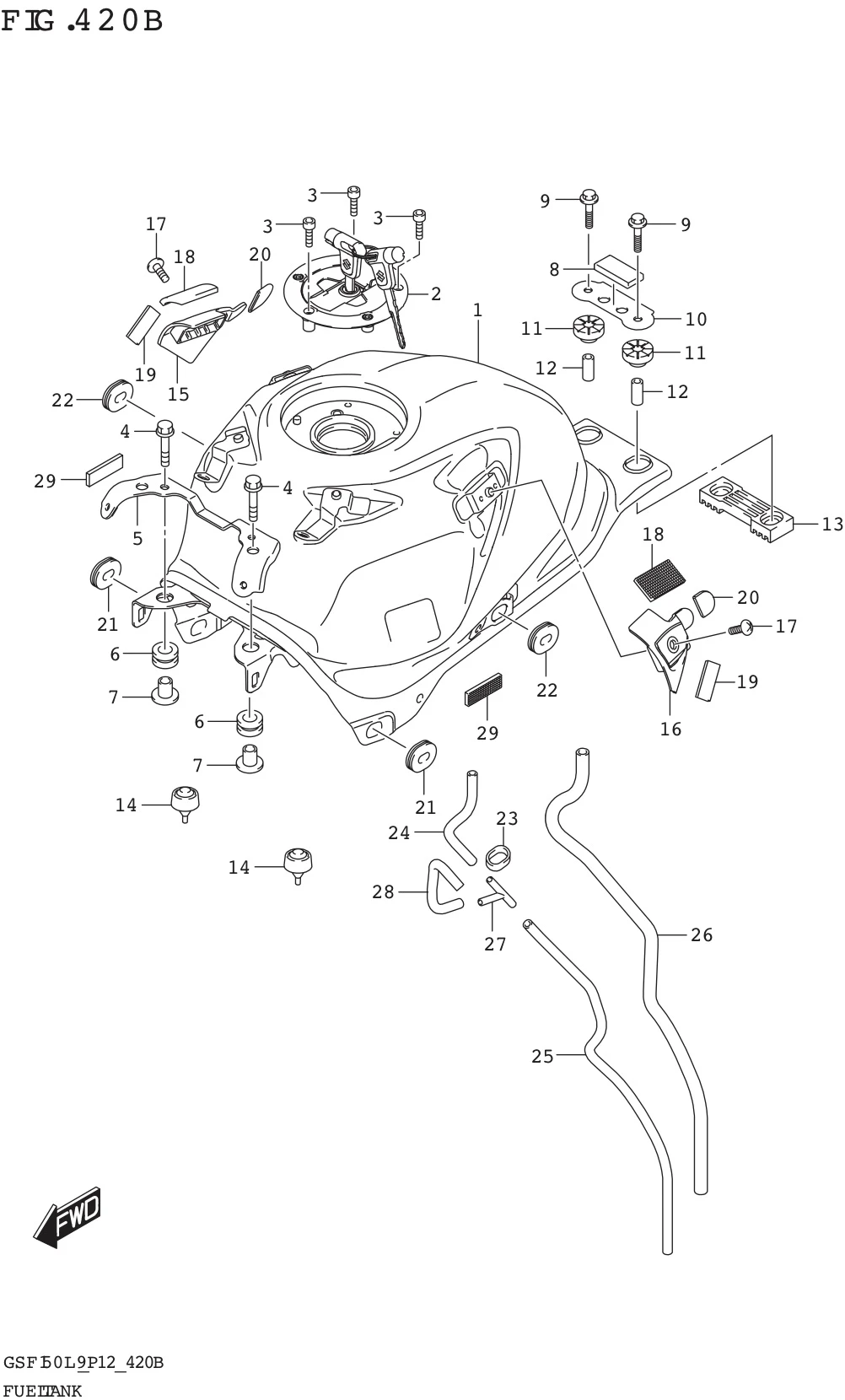 FIG. 420B FUEL TANK (FOR GTA,YVU,ATZ)