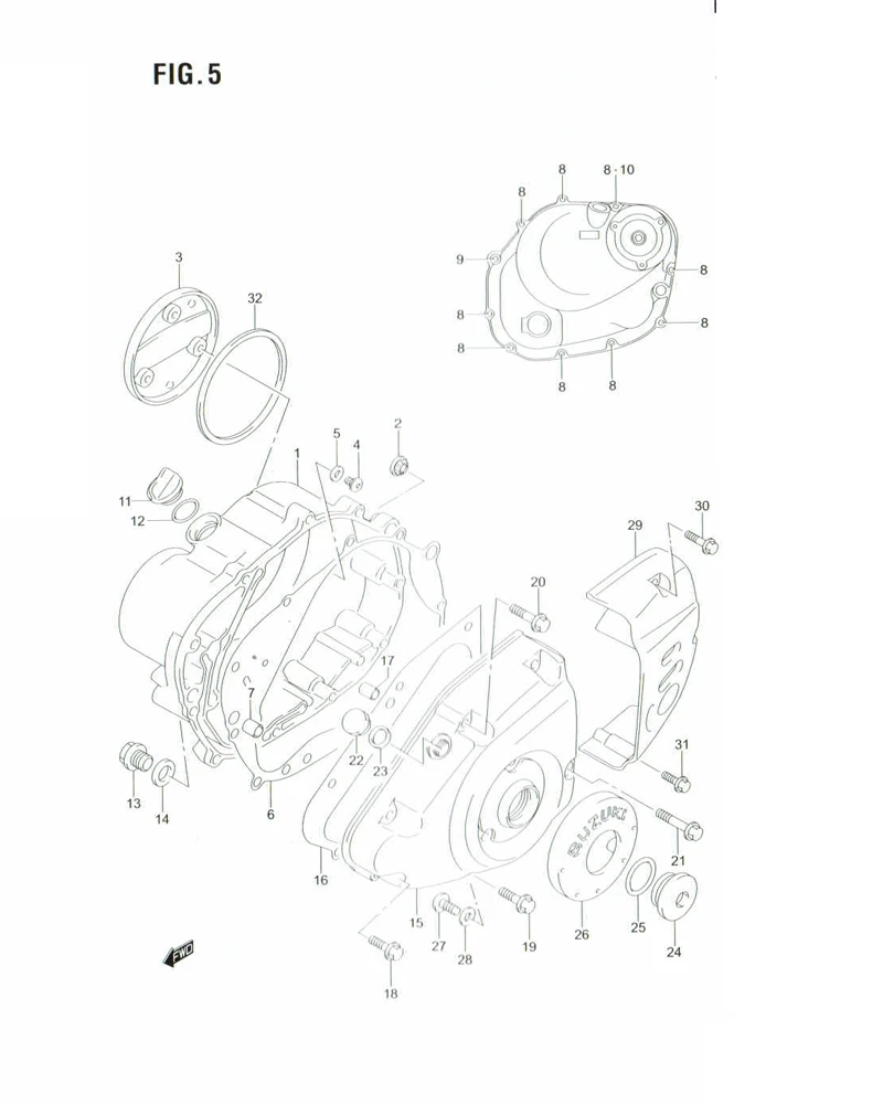FIG. 5 CRANKCASE COVER