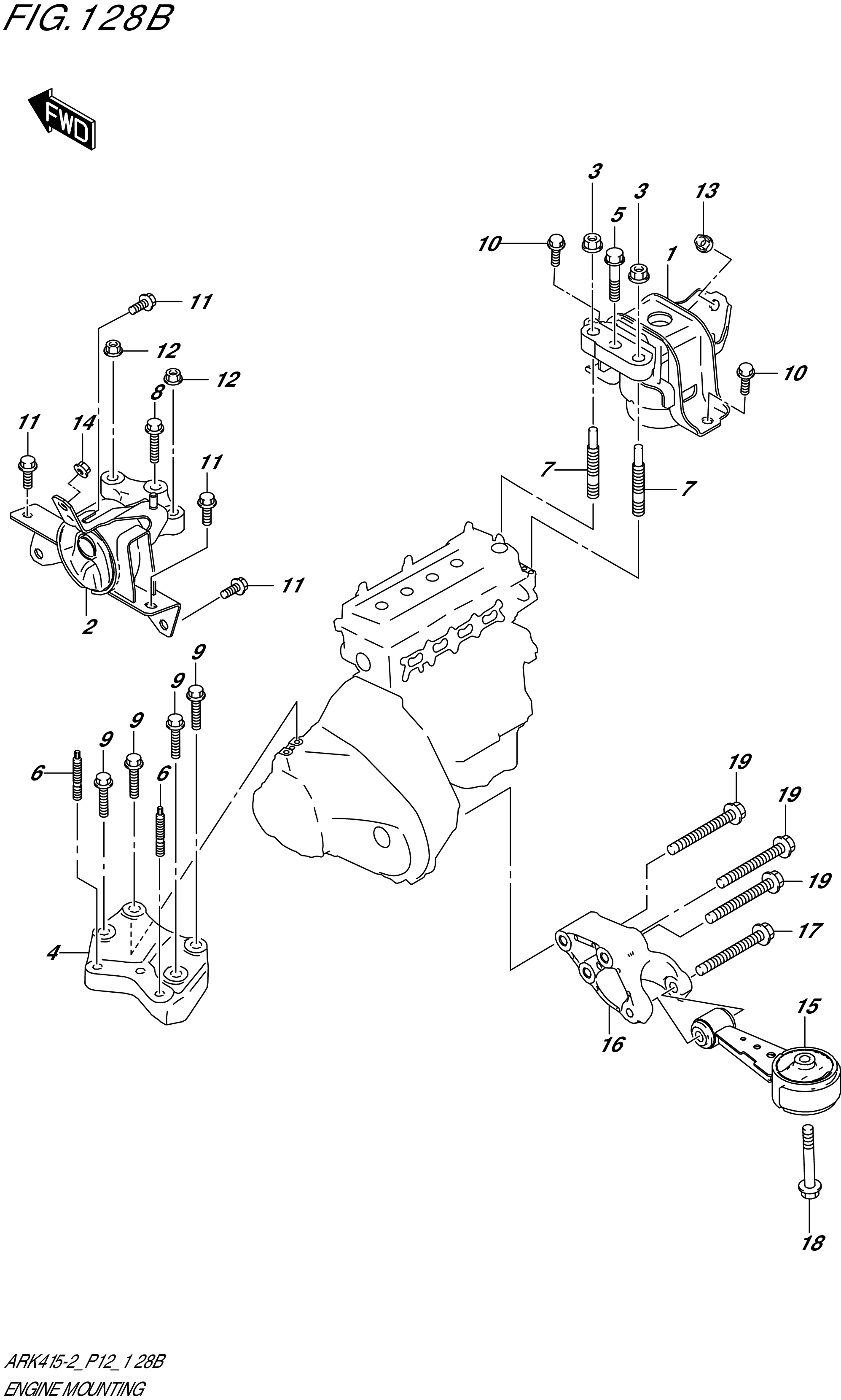 FIG. 128B- ENGINE MOUNTING (4AT)