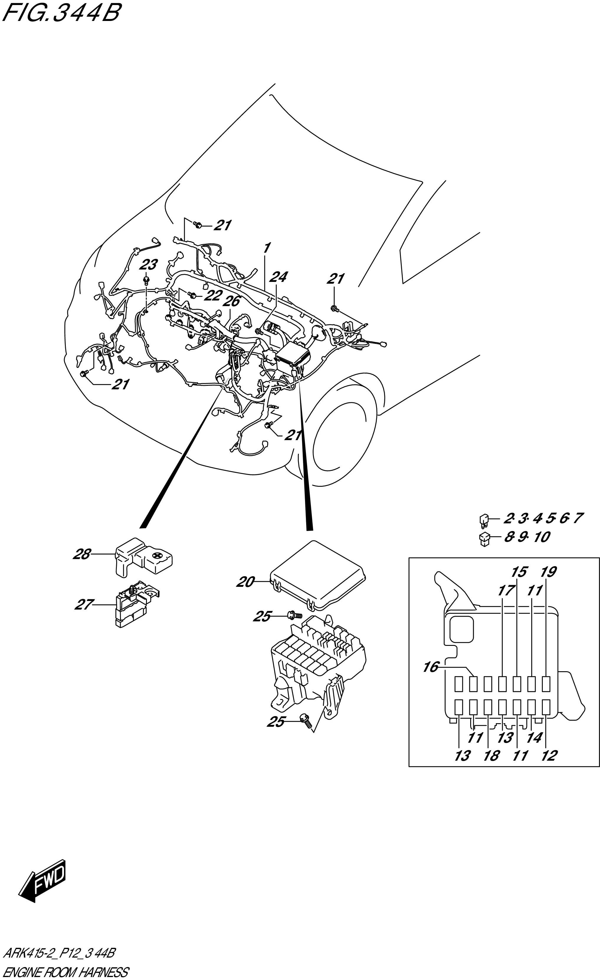 FIG.344B-ENGINE ROOM HARNESS (4AT)