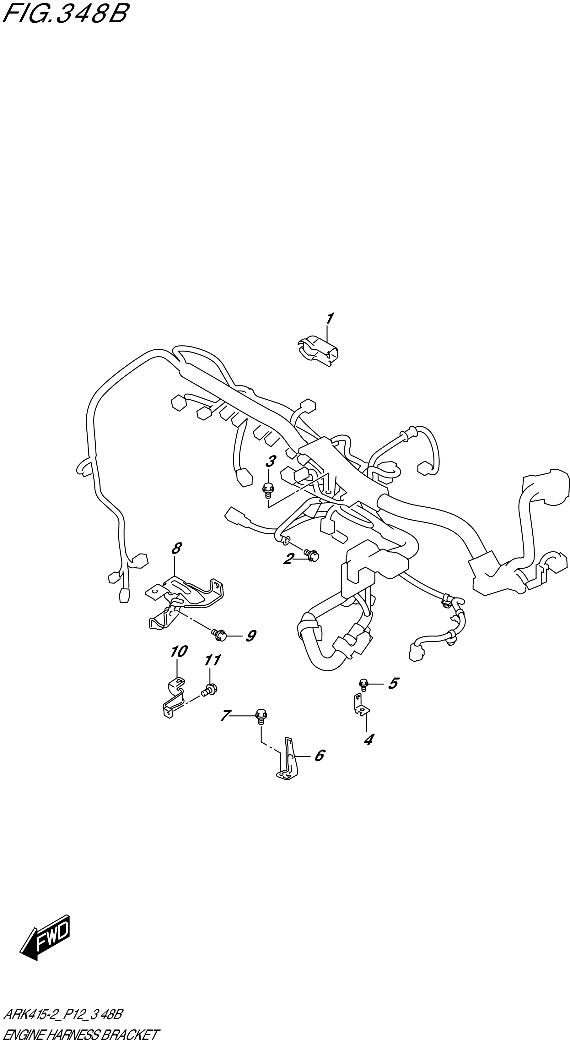 FIG.348B-ENGINE HARNESS BRACKET (5MT)