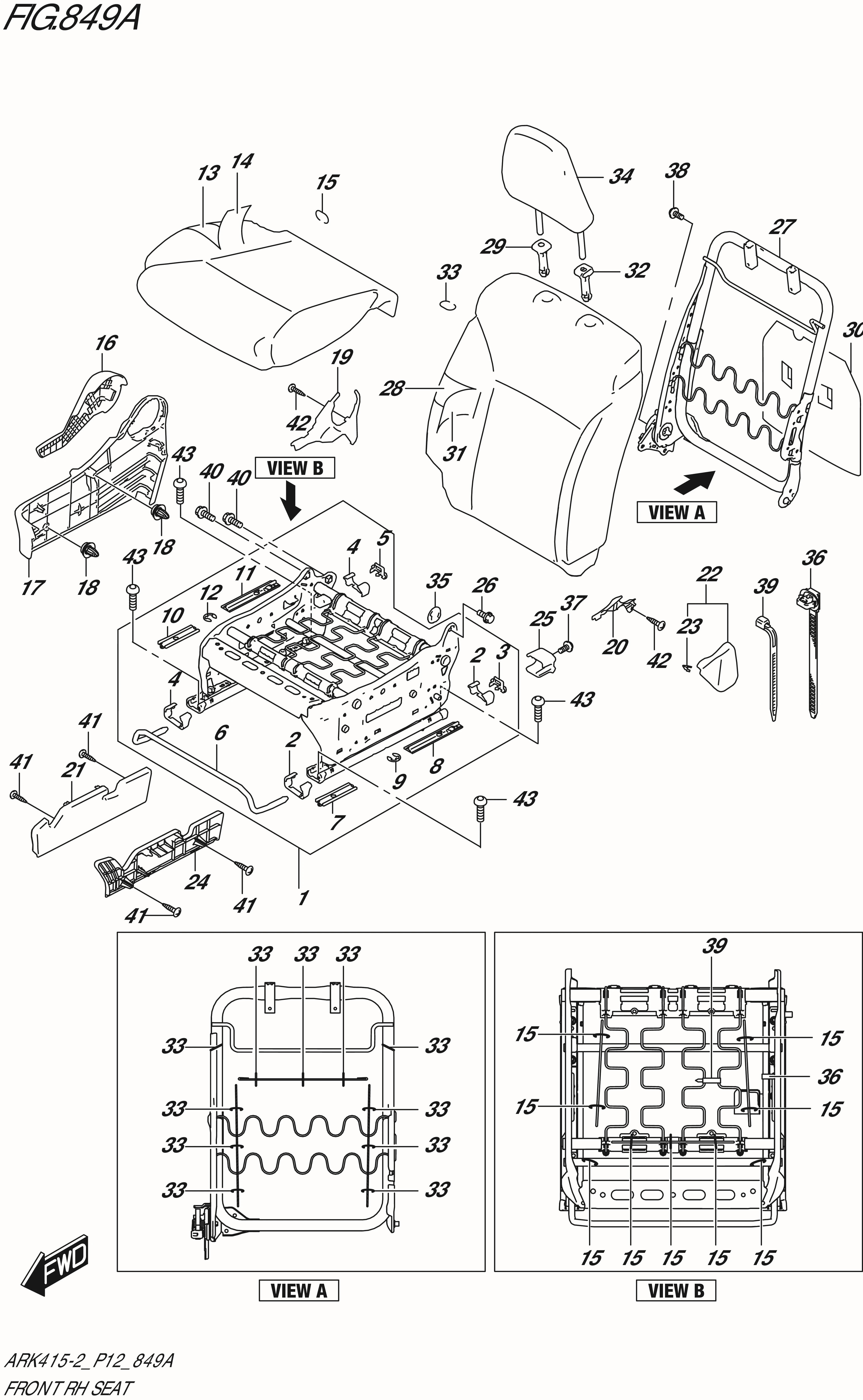 FIG. 849A - FRONT RH SEAT (GA,GL)