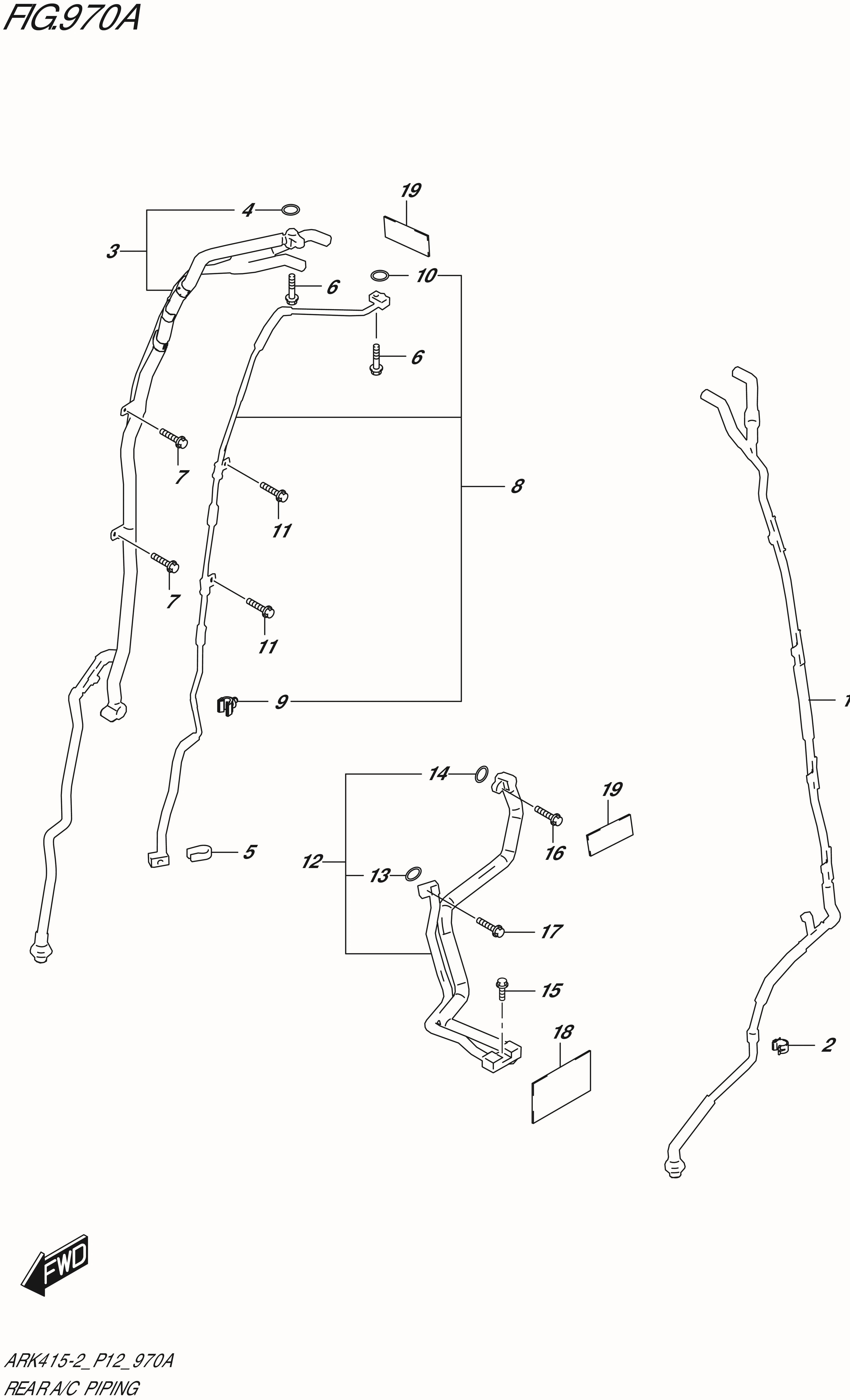 FIG. 970A - REAR A/C PIPING (GL,GX)