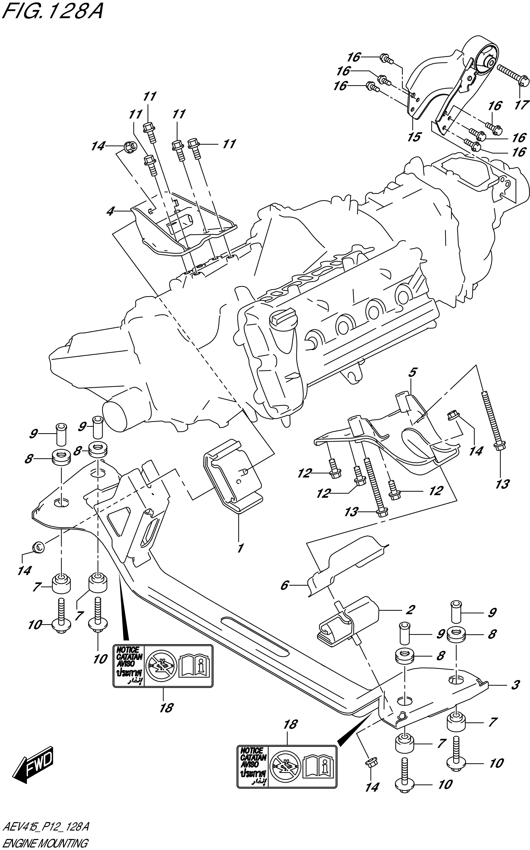 FIG. 128A ENGINE MOUNTING