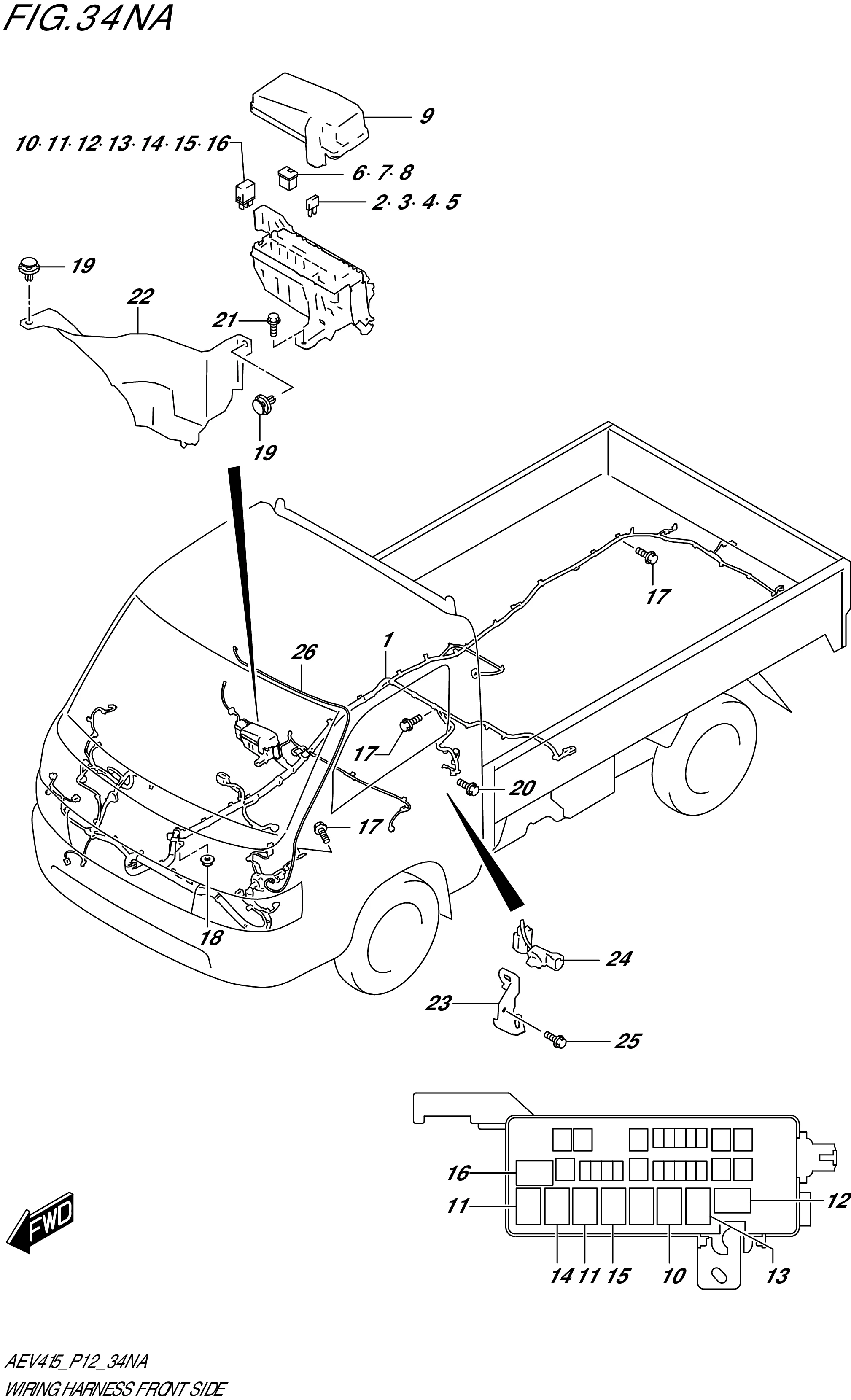 FIG. 34NA - WIRING HARNESS FRONT SIDE