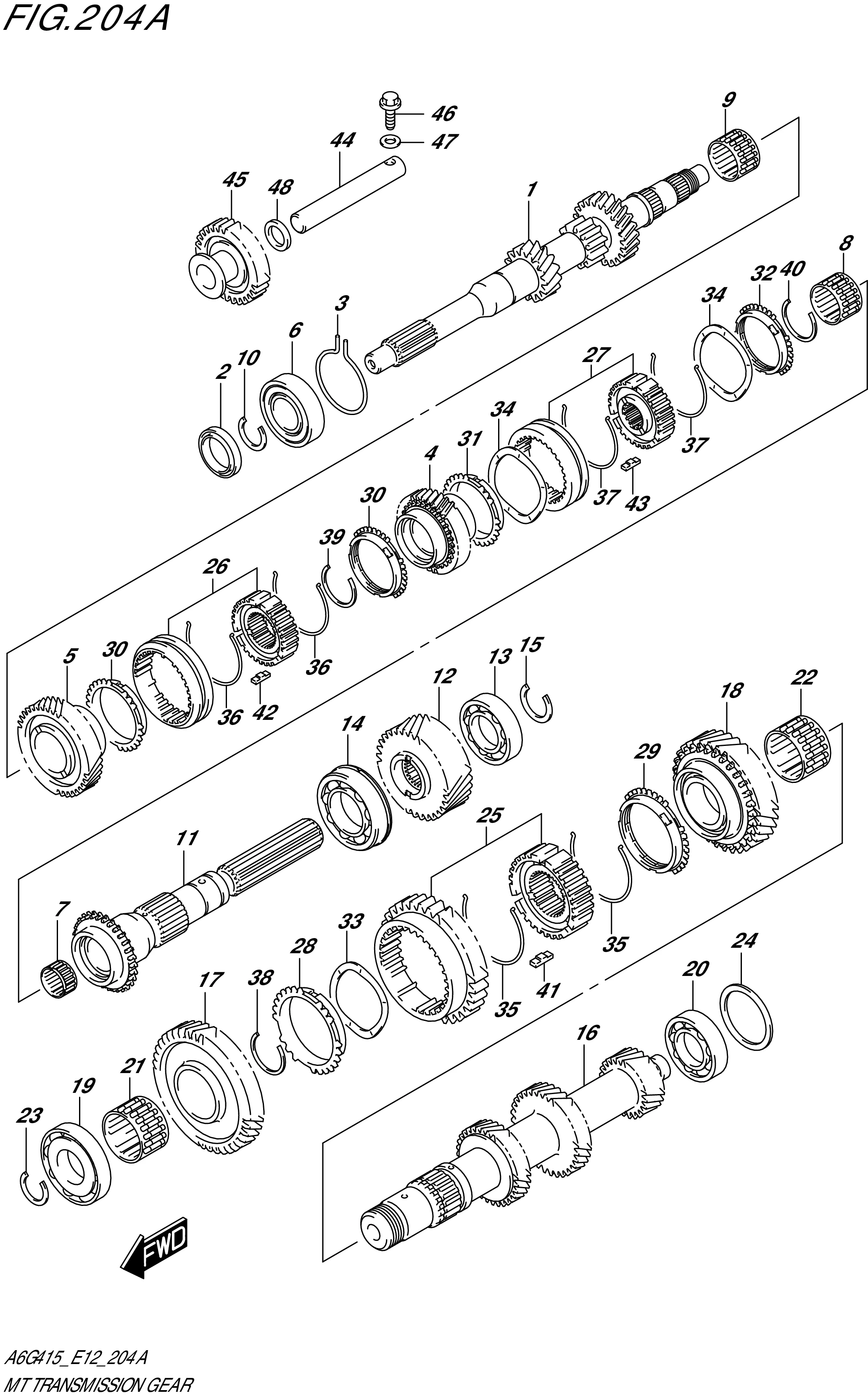 FIG. 204A - MT TRANSMISSION GEAR (5MT)