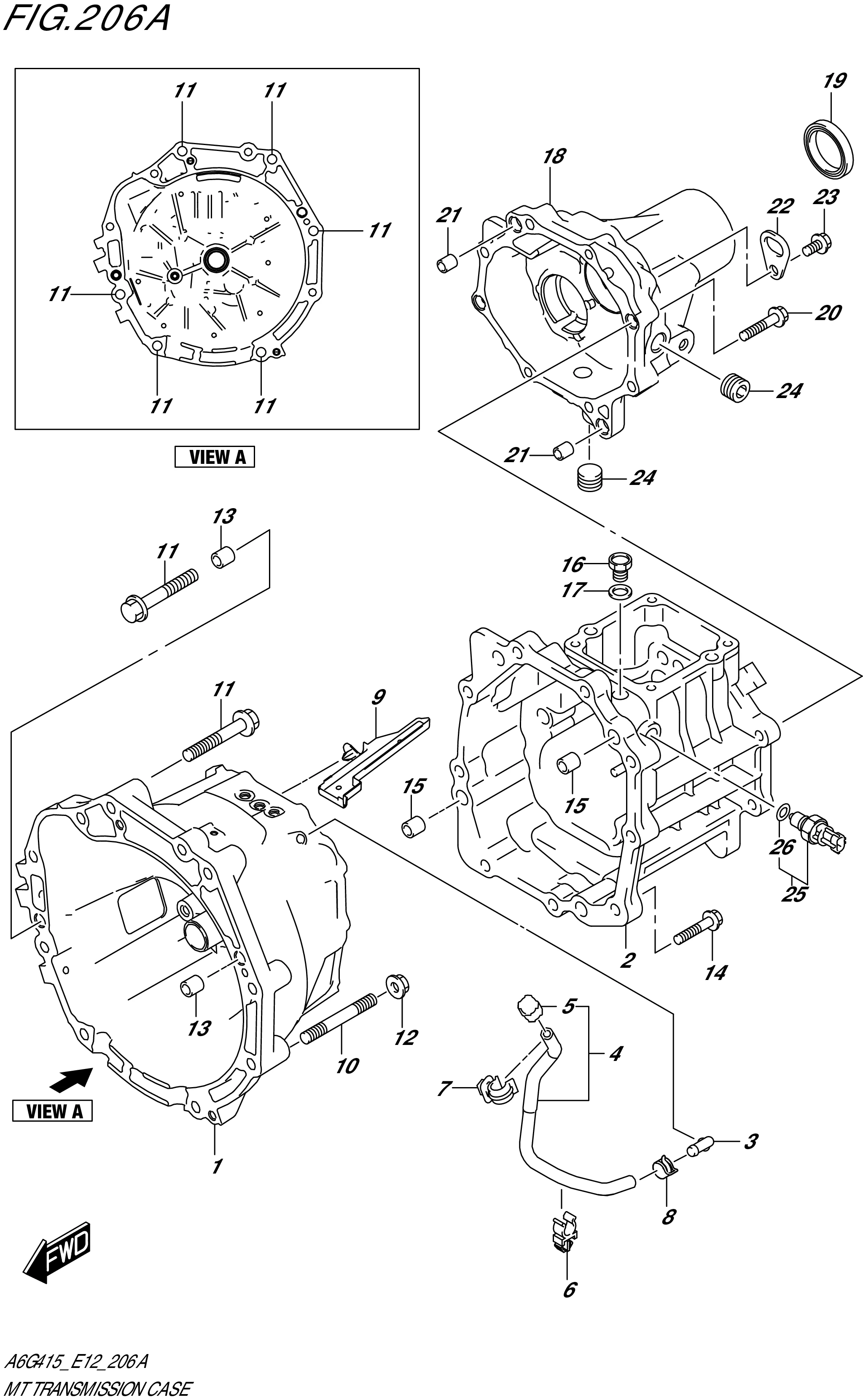 FIG. 206A - MT TRANSMISSION CASE (5MT)