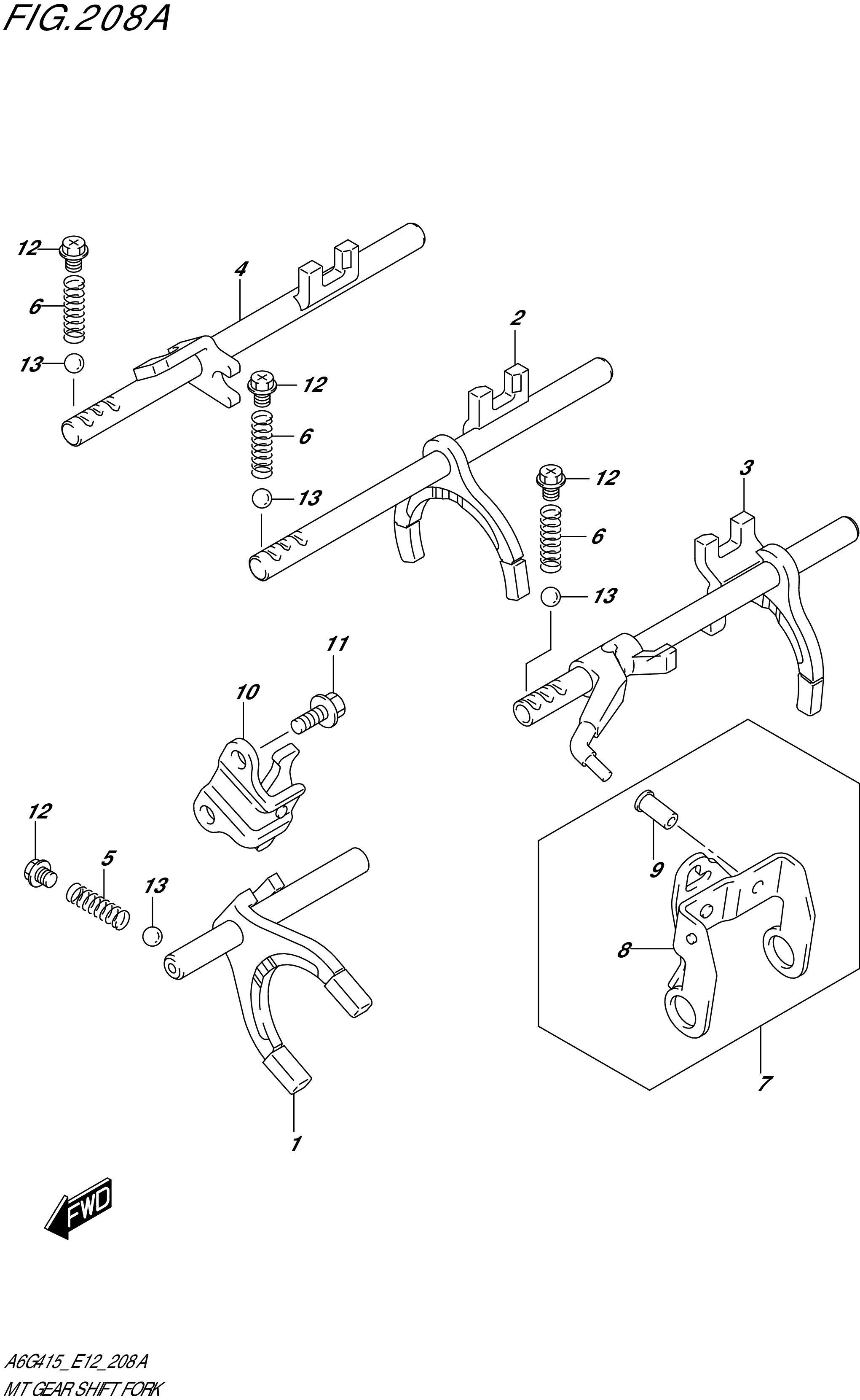 FIG. 208A - MT GEAR SHIFT FORK (5MT)