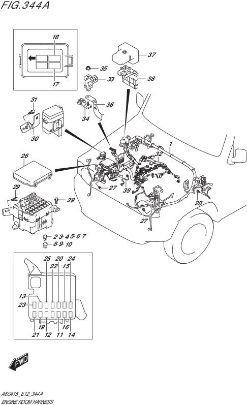 FIG.344A-ENGINE ROOM HARNESS (5MT)