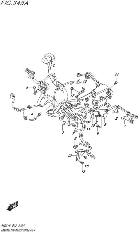 FIG.348A-ENGINE HARNESS BRACKET (5MT)