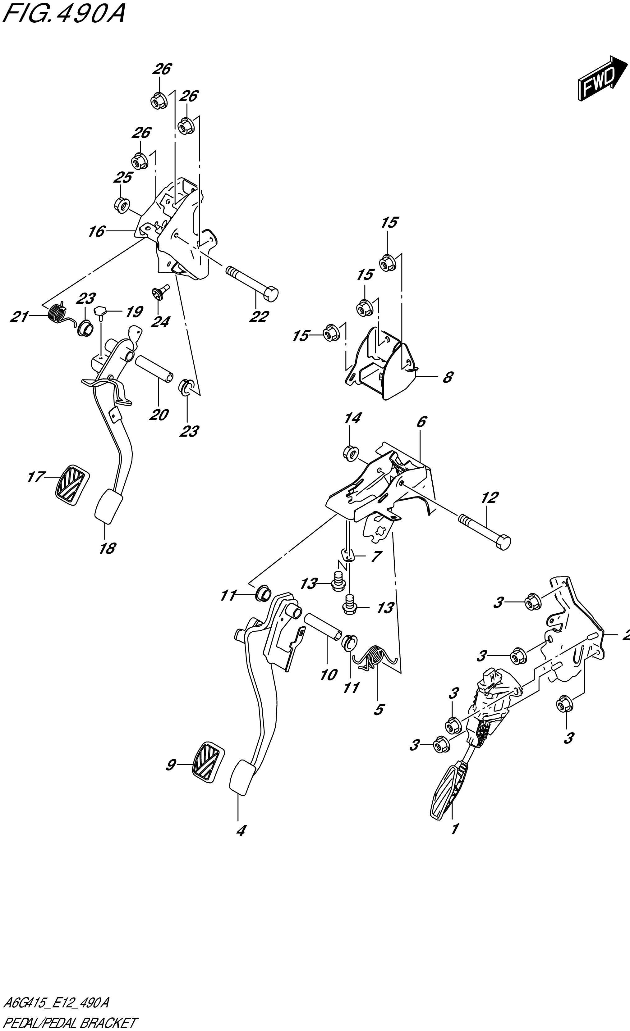 FIG. 490A- PEDAL/PEDAL BRACKET (5MT)