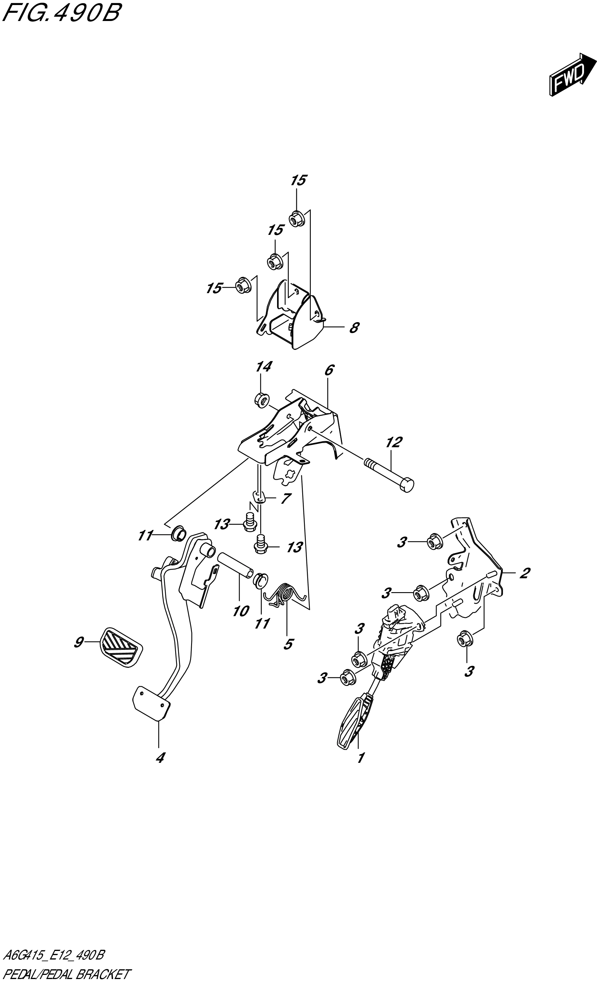 FIG. 490B- PEDAL/PEDAL BRACKET (4AT)