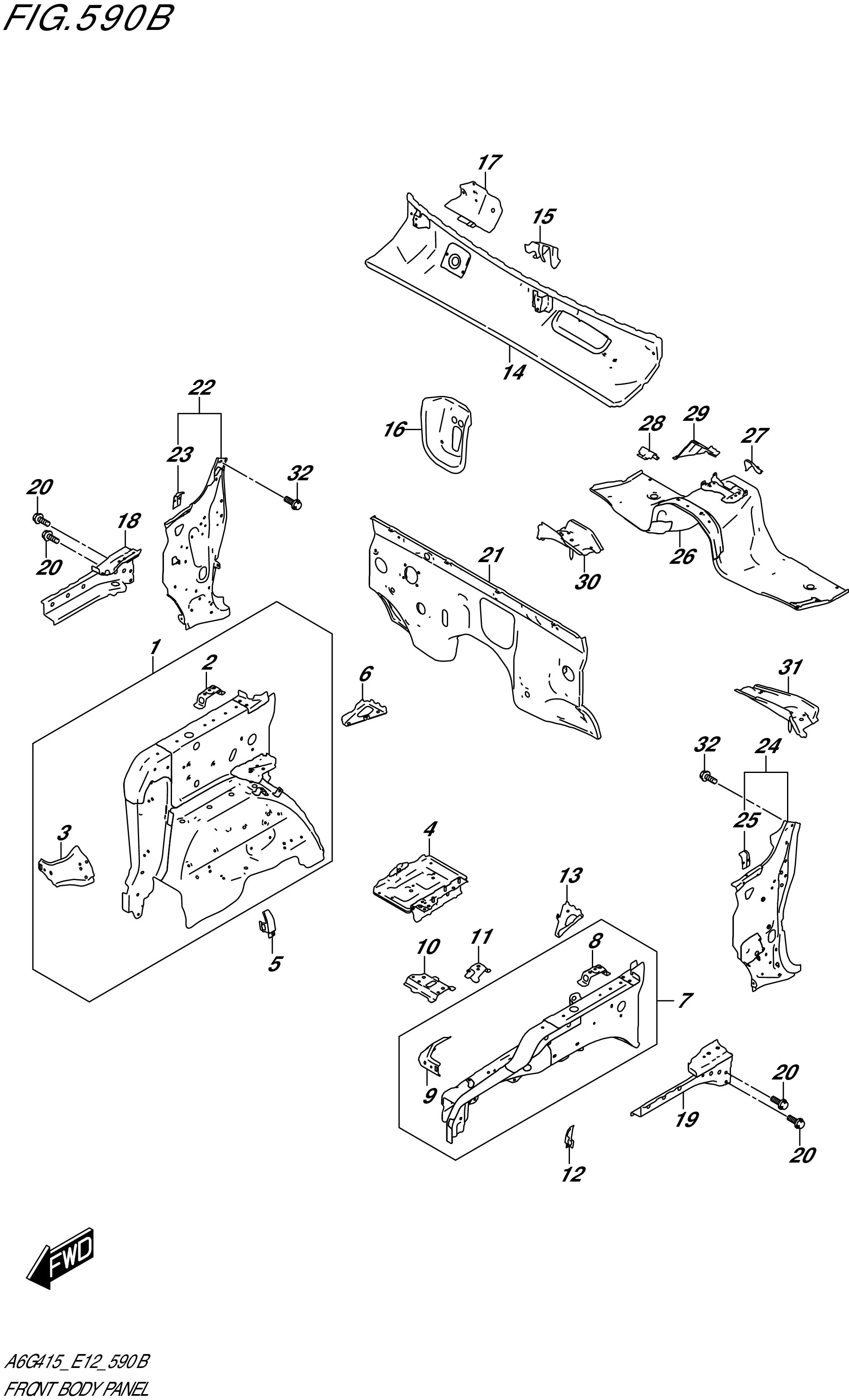 FIG. 590B- FRONT BODY PANEL (4AT)