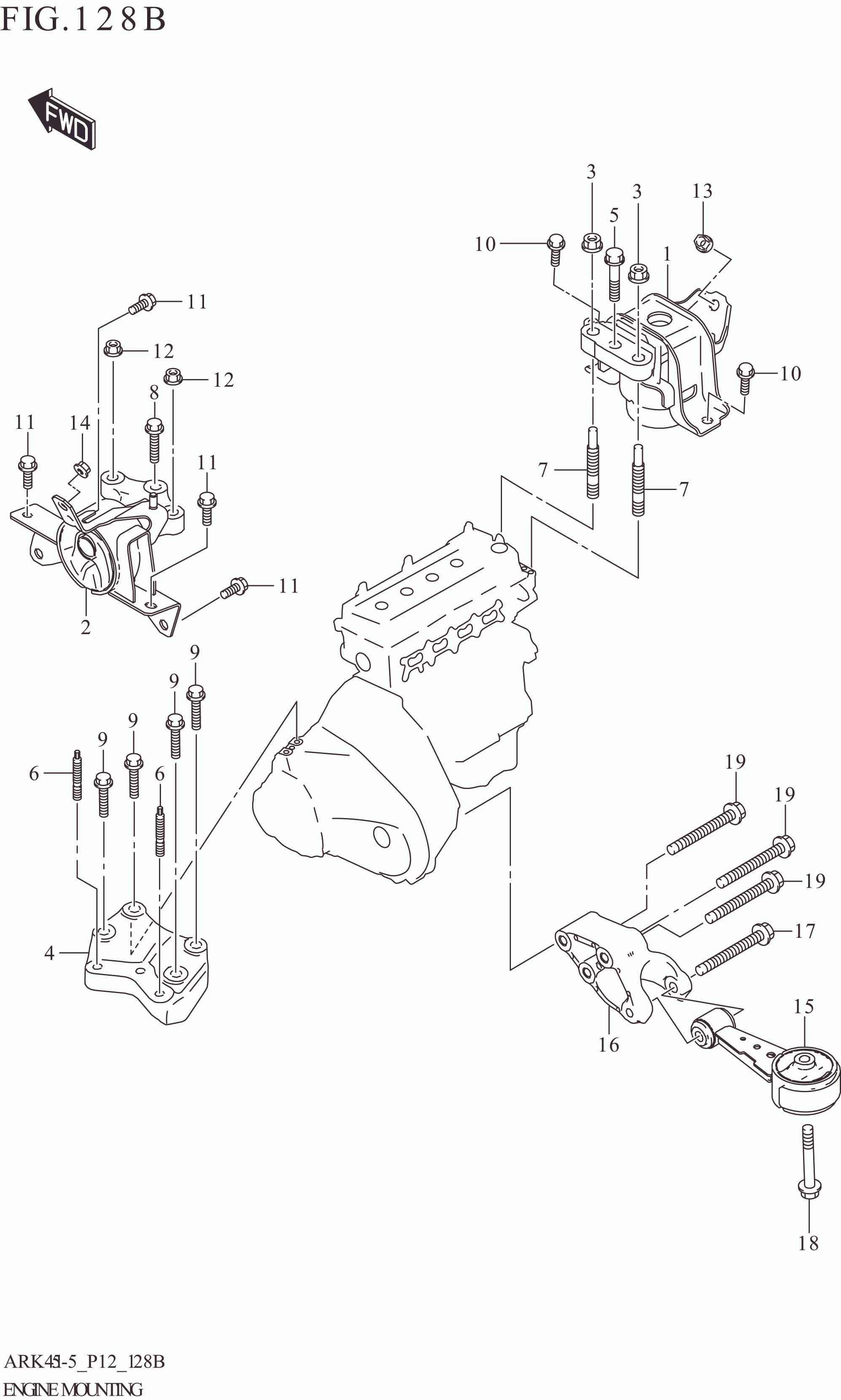 128B ENGINE MOUNTING (4AT)