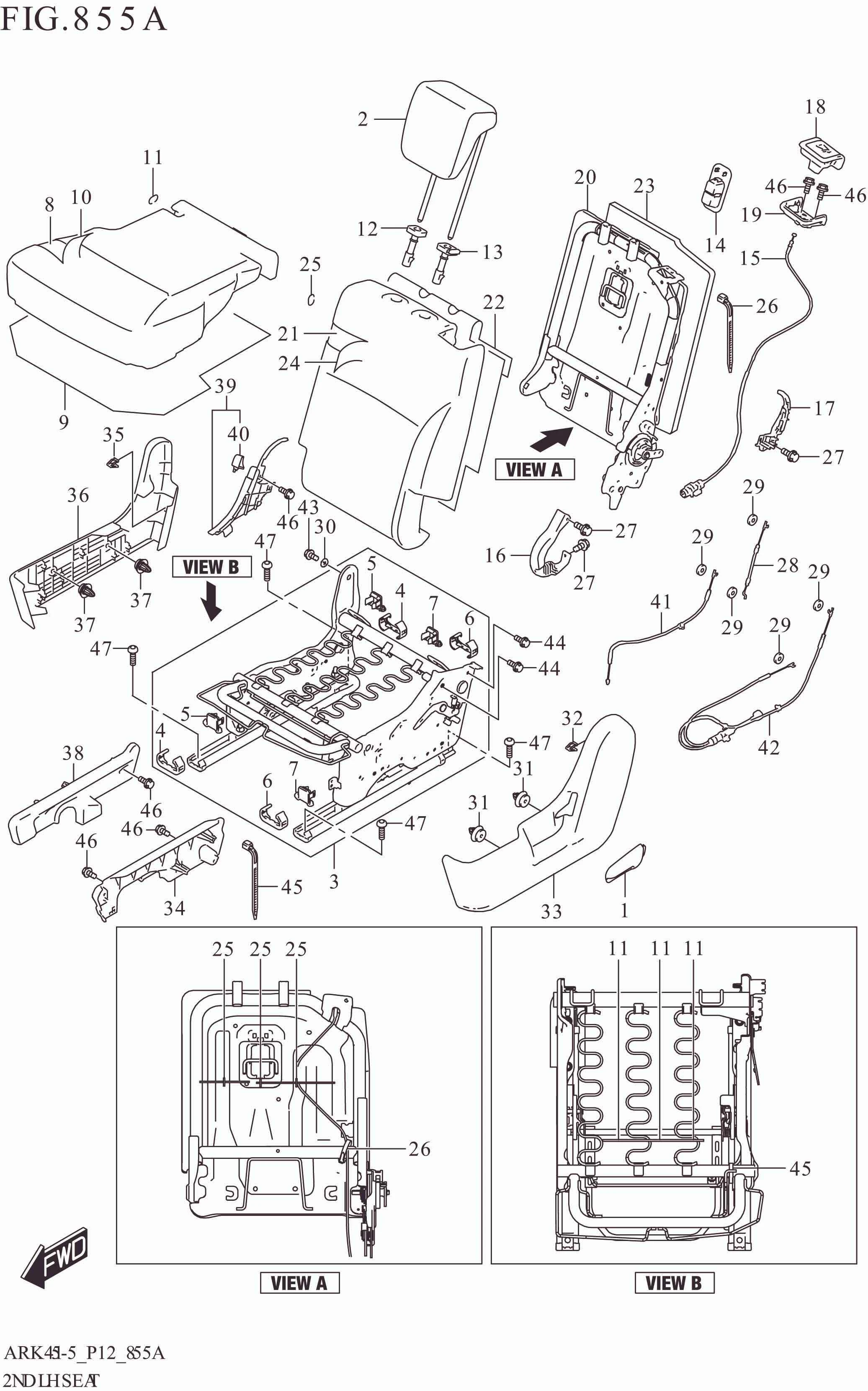 855A 2ND LH SEAT (GA,GL,GX)