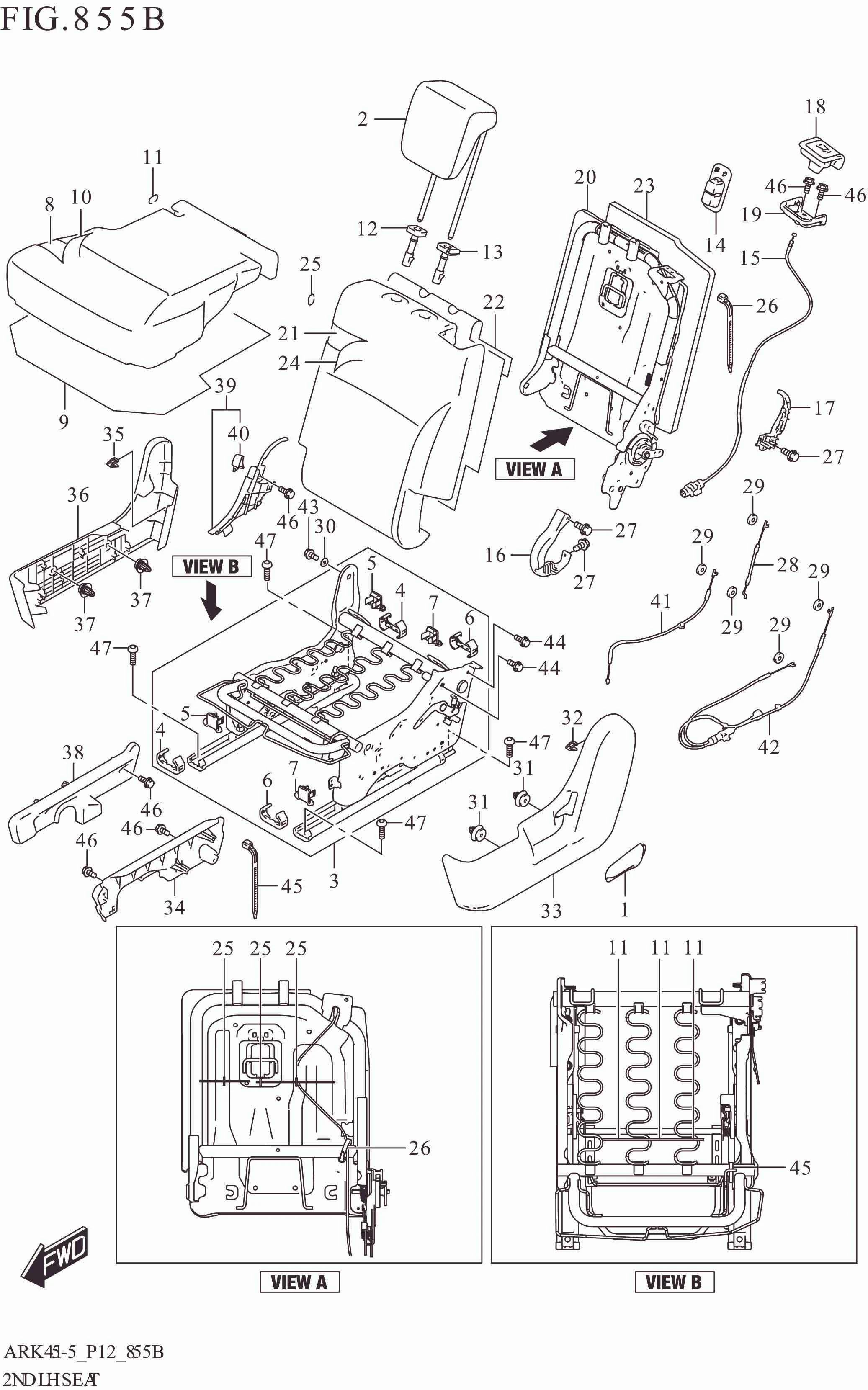 855B 2ND LH SEAT (SS)