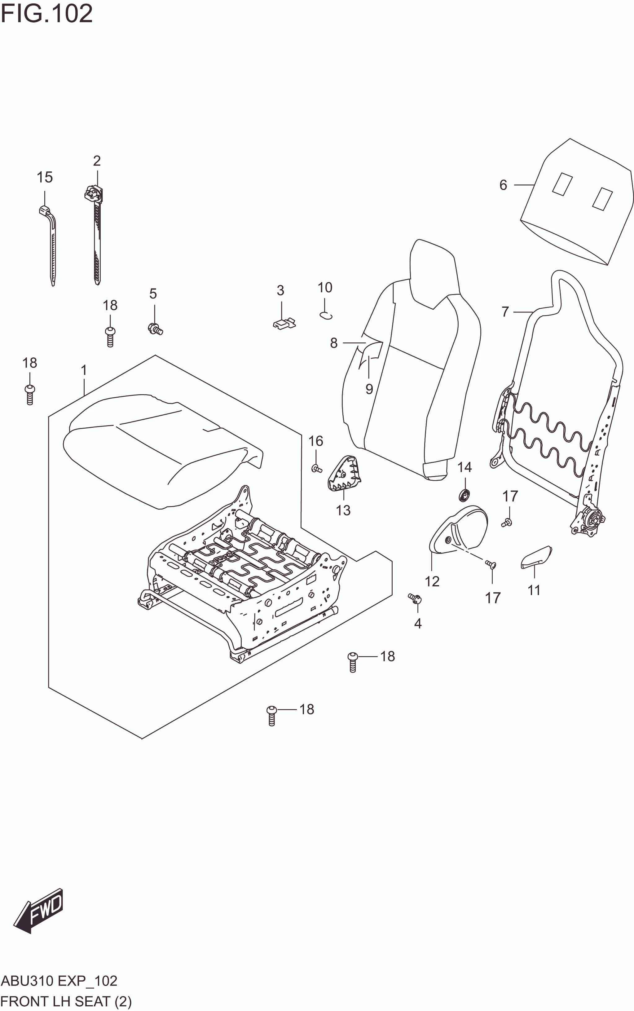 FRONT LH SEAT (RHD)