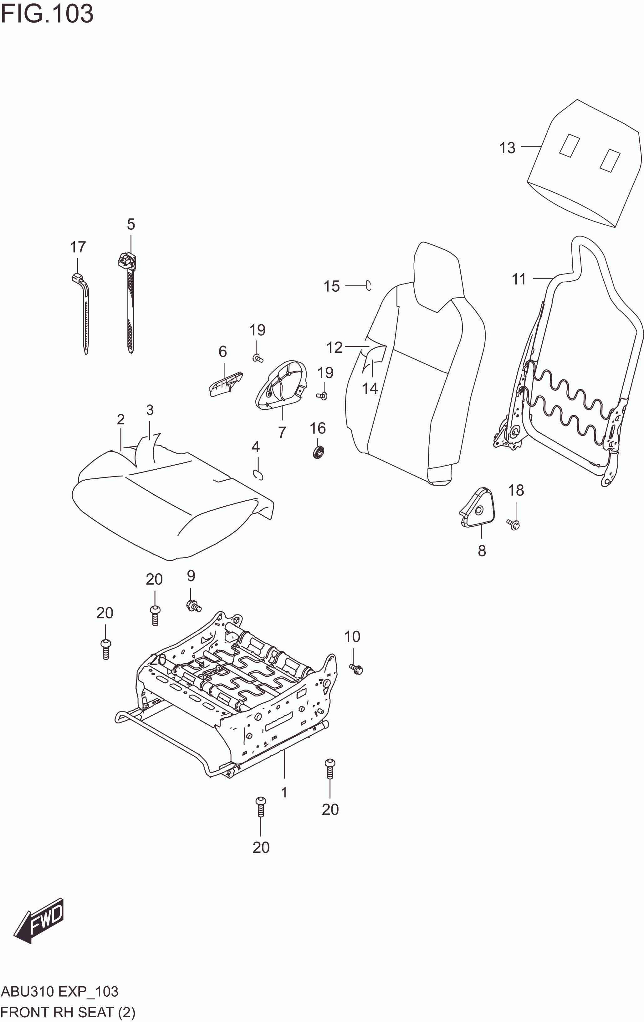 FRONT RH SEAT (RHD)